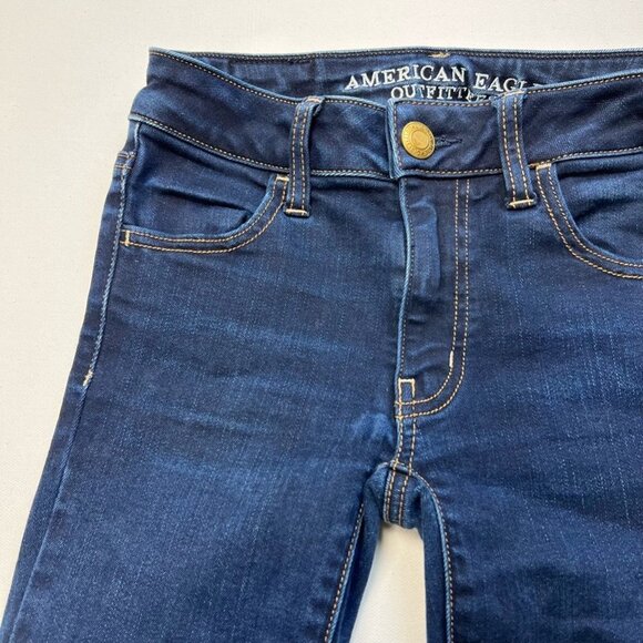 American Eagle Outfitters Womens Skinny Jeans Blue Super Stretch Denim 00 Short - Picture 3 of 11